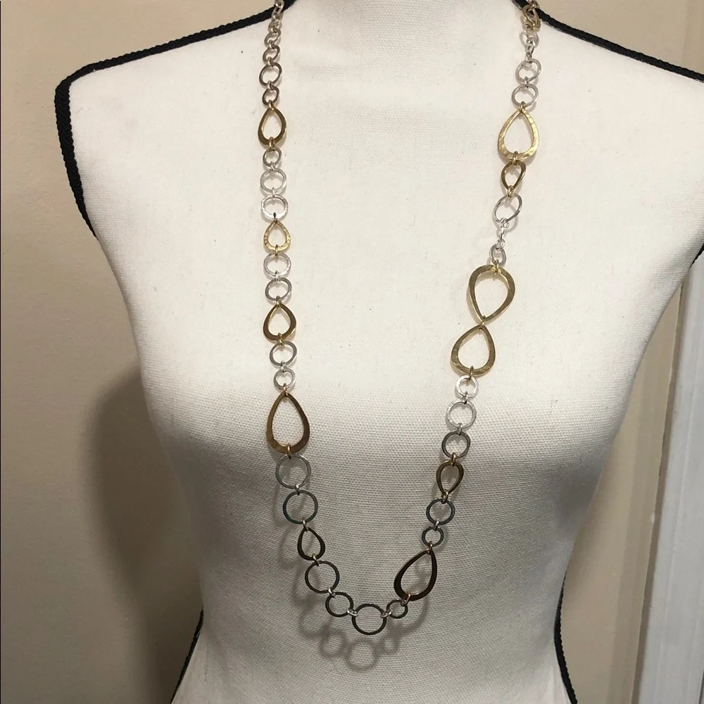 Stella & Dot Eternity Gold and Silver Teardrop Necklace - Picture 1 of 6